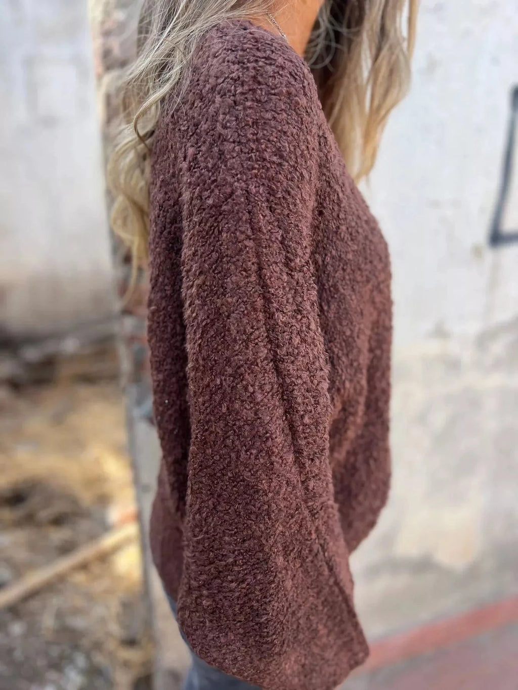 Full Size V - Neck Long Sleeve Sweater Plus Size - ShalayeFashion