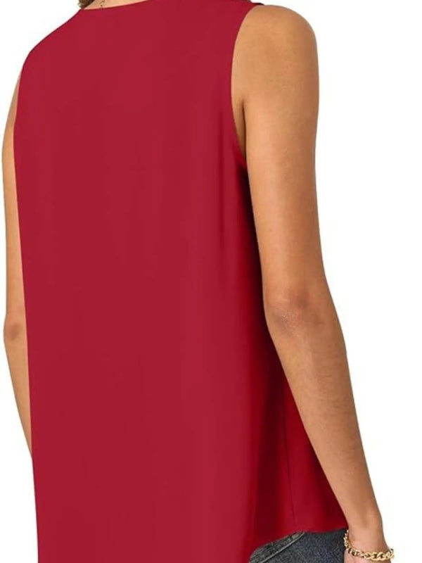 Full Size V - Neck Sleeveless Tank Top Plus Size - ShalayeFashion