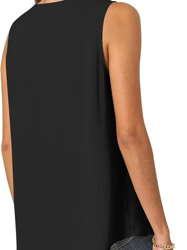 Full Size V - Neck Sleeveless Tank Top Plus Size - ShalayeFashion