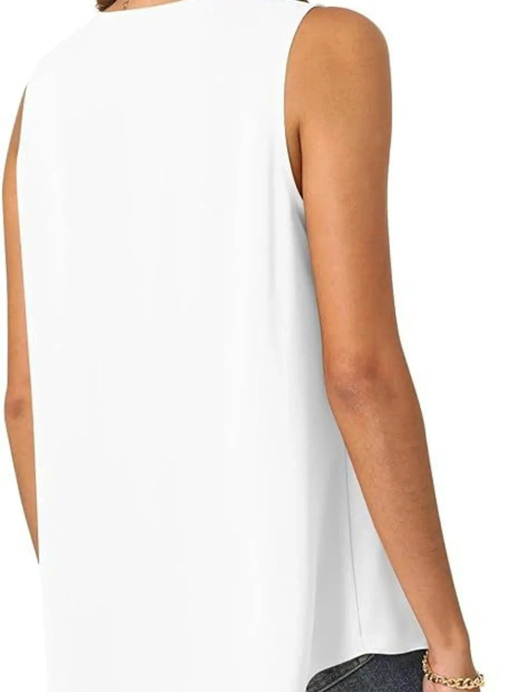Full Size V - Neck Sleeveless Tank Top Plus Size - ShalayeFashion
