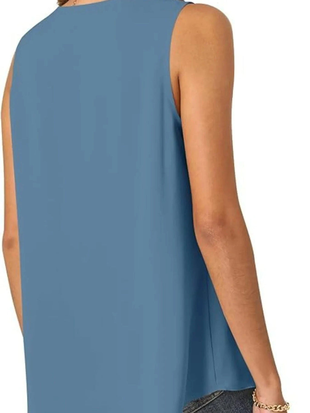 Full Size V - Neck Sleeveless Tank Top Plus Size - ShalayeFashion