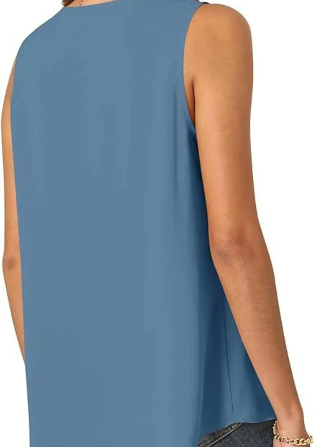 Full Size V - Neck Sleeveless Tank Top Plus Size - ShalayeFashion