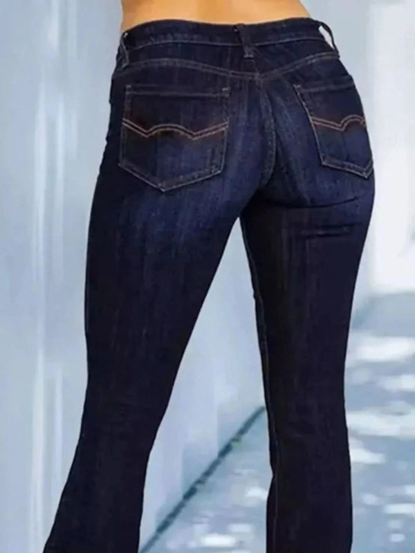 Full Size Wash Flare Jeans with Pockets Plus Size - ShalayeFashion