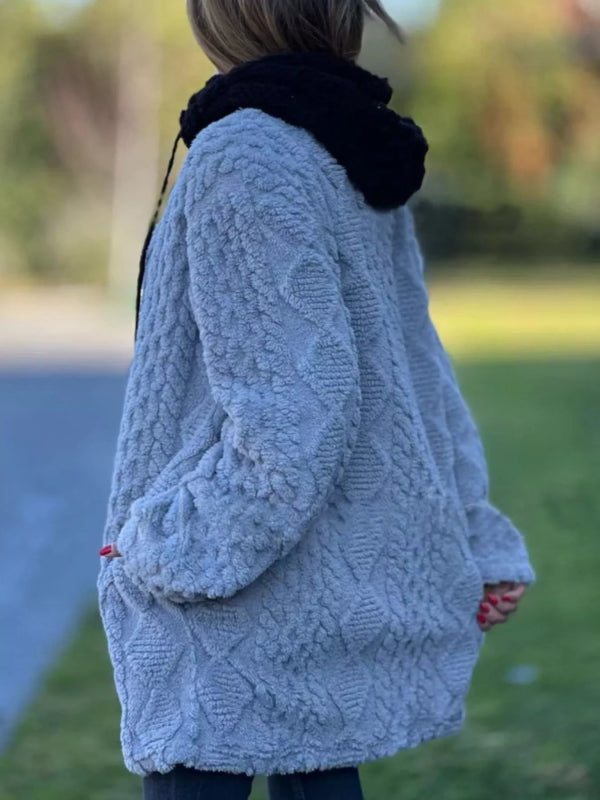 Full Size Zip Up Long Sleeve Fleece Jacket Plus Size - ShalayeFashion