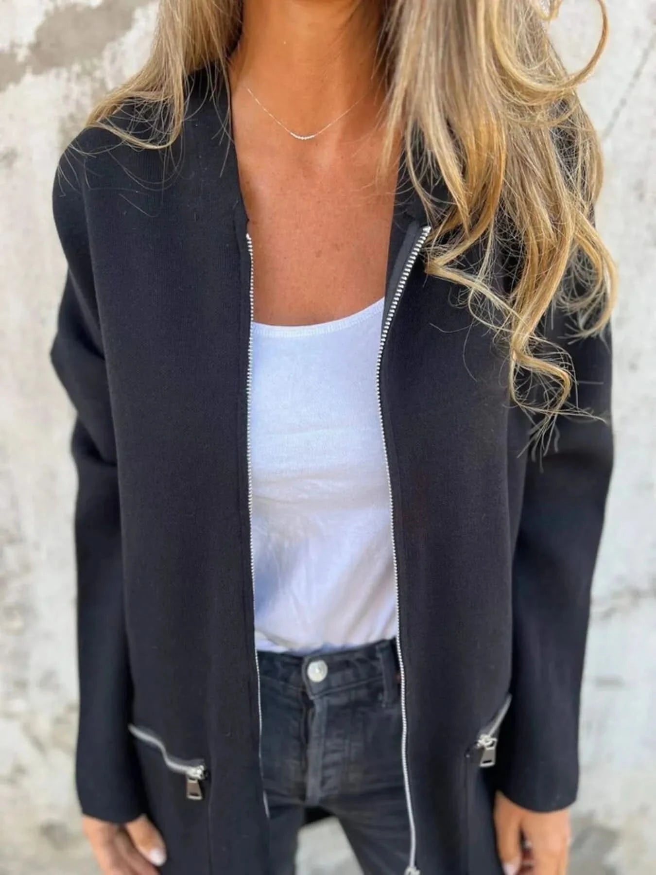 Full Size Zip Up Long Sleeve Hooded Outerwear Plus Size - ShalayeFashion