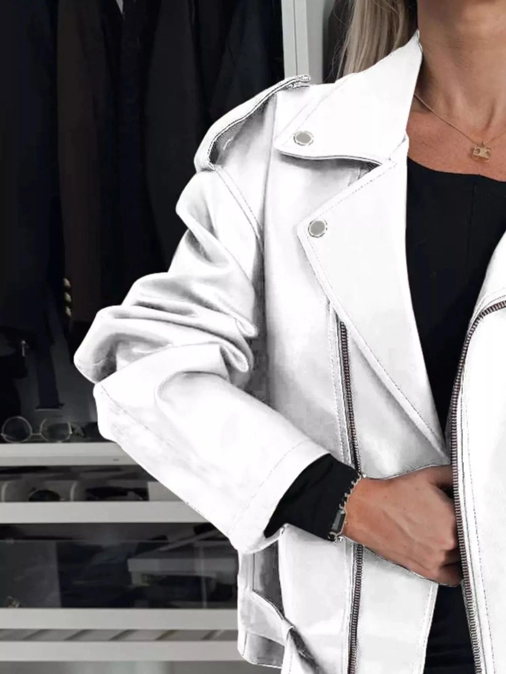 Full Size Zip Up Long Sleeve Jacket Plus Size - ShalayeFashion