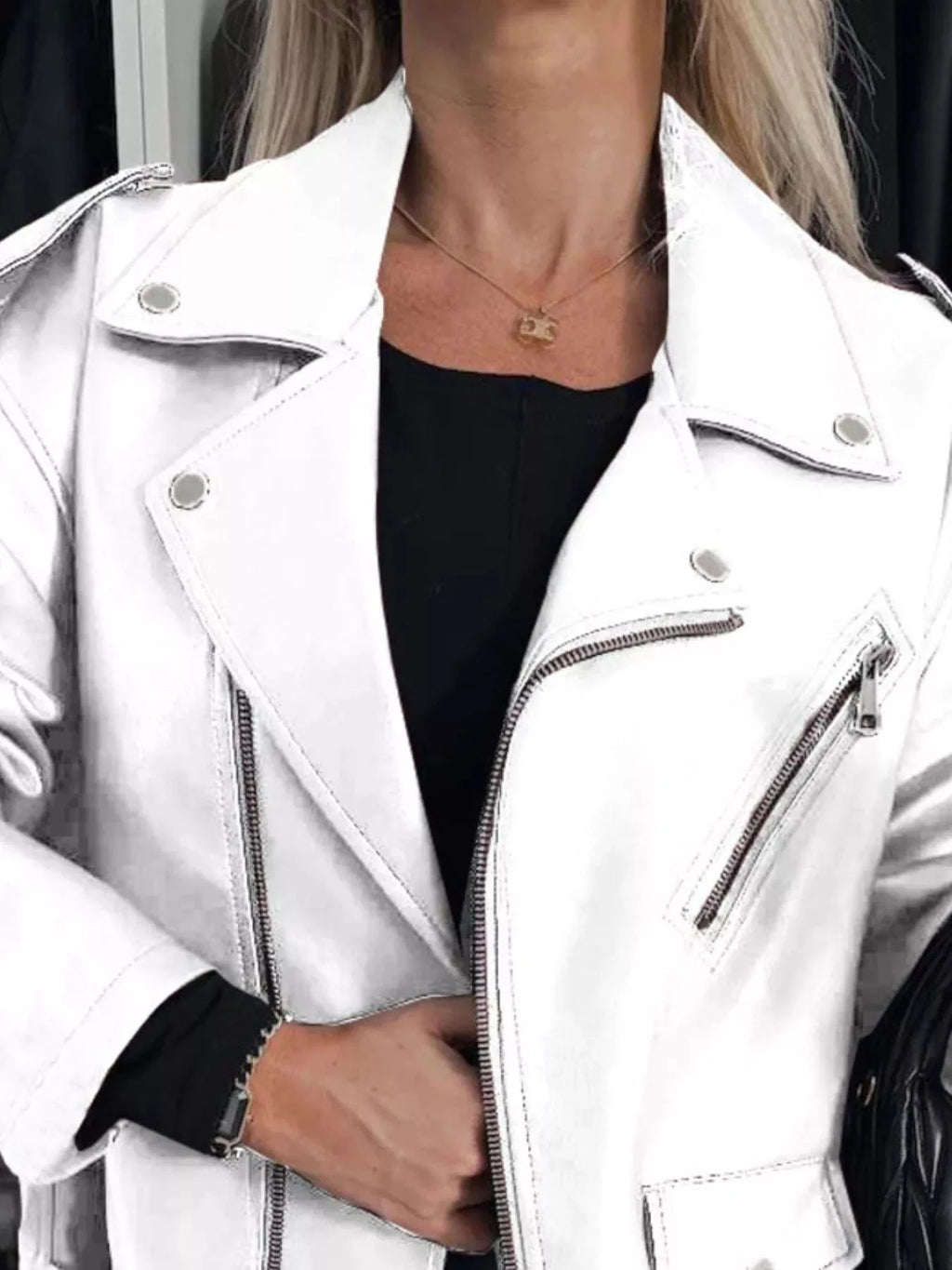 Full Size Zip Up Long Sleeve Jacket Plus Size - ShalayeFashion