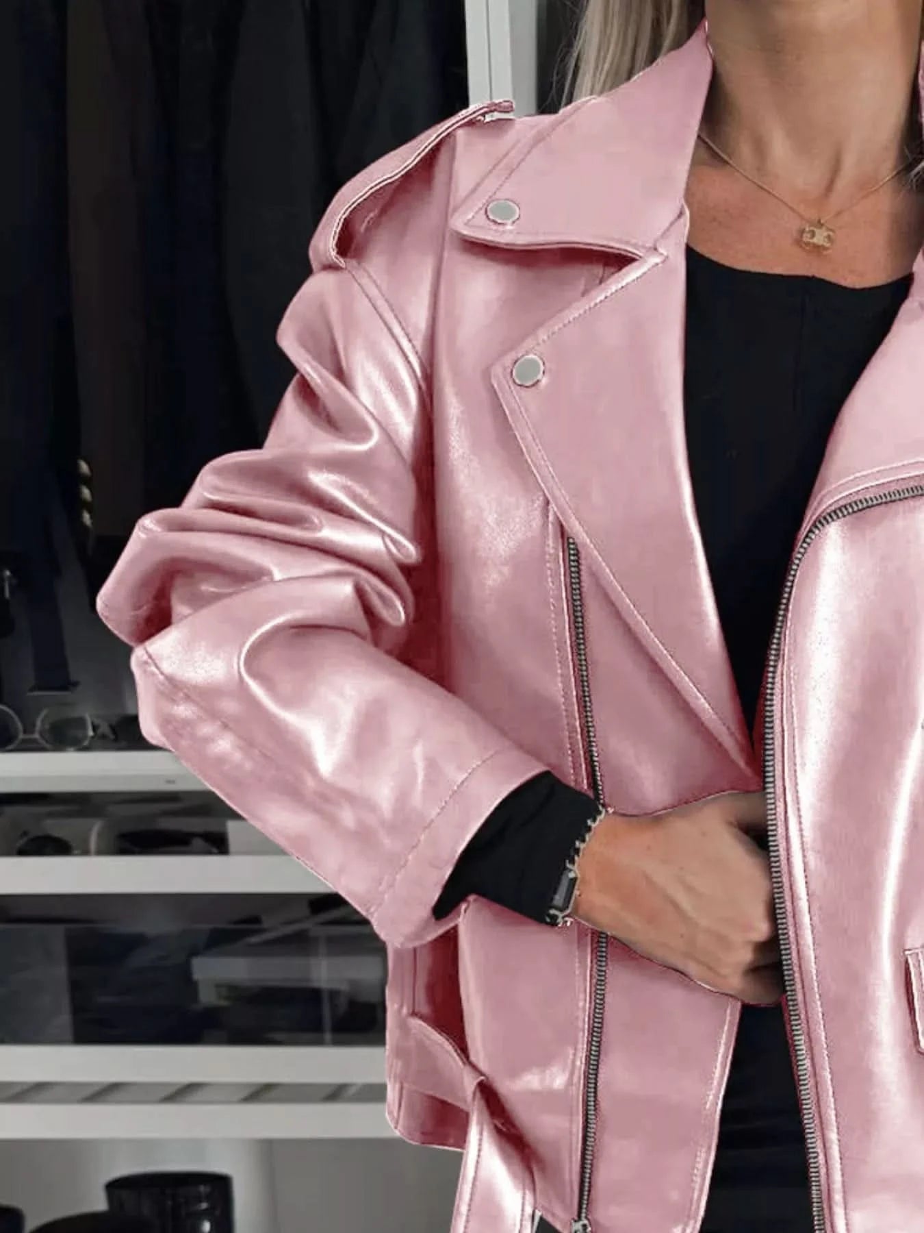 Full Size Zip Up Long Sleeve Jacket Plus Size - ShalayeFashion
