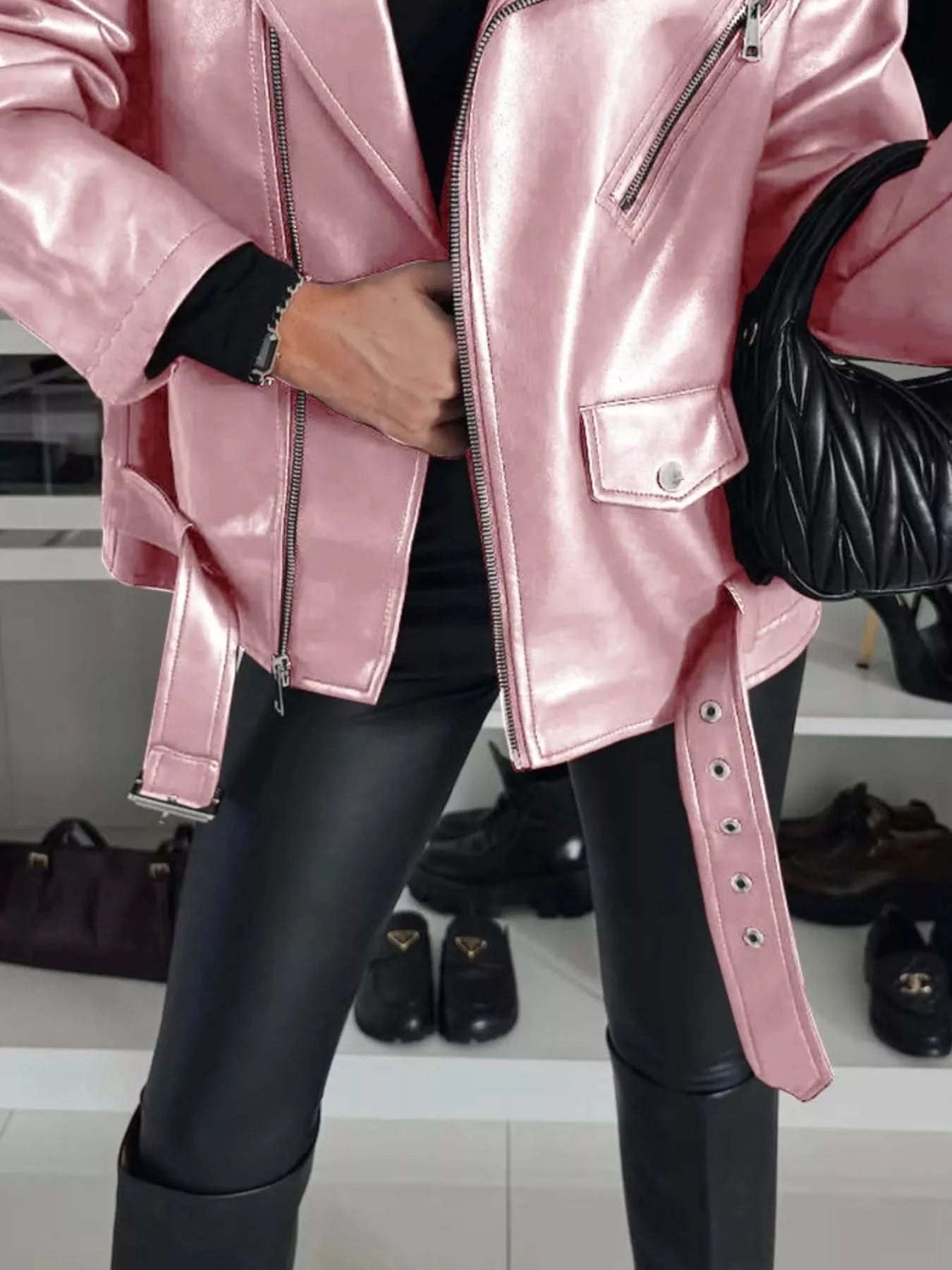 Full Size Zip Up Long Sleeve Jacket Plus Size - ShalayeFashion