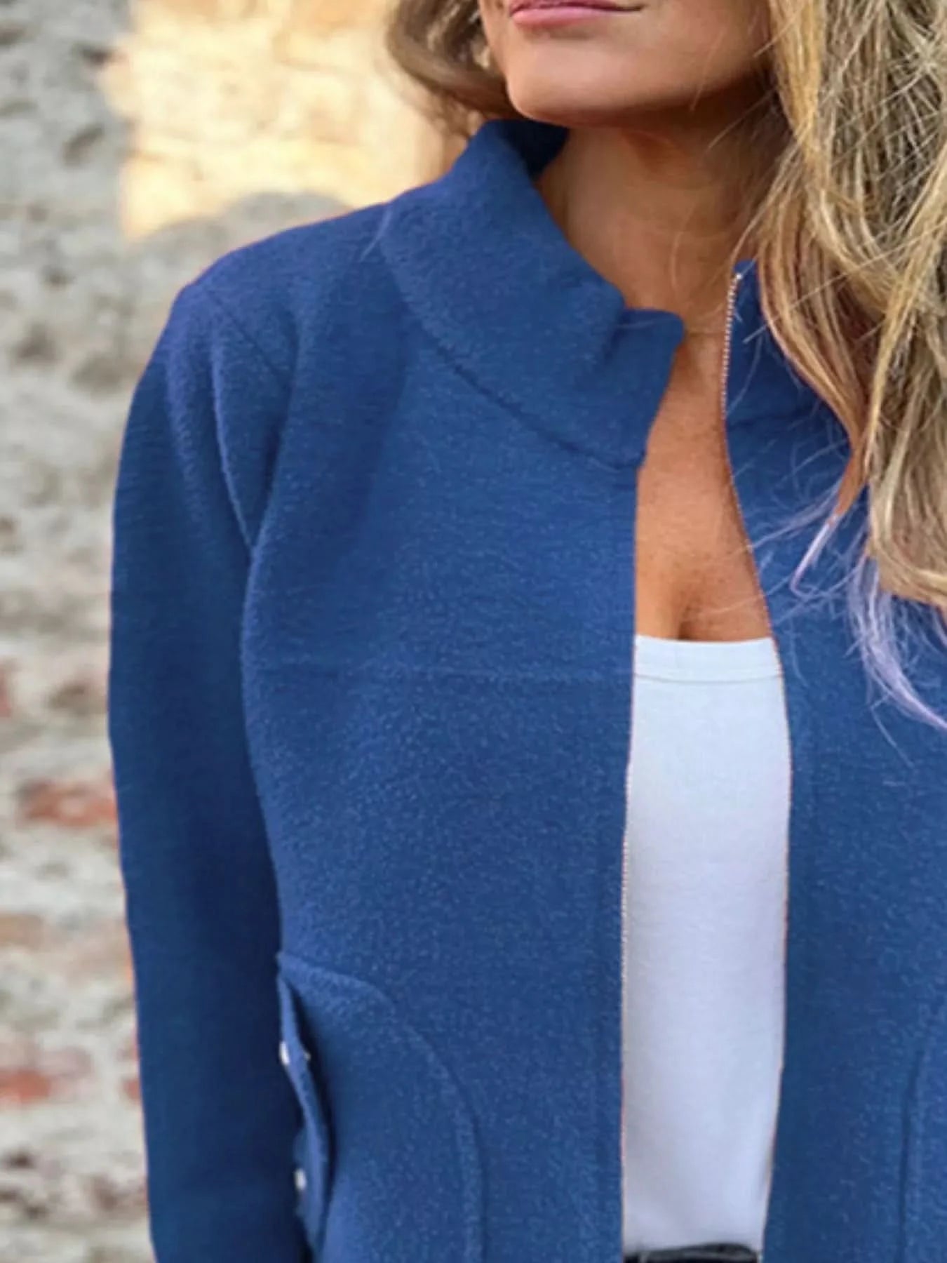 Full Size Zip - Up Long Sleeve Outerwear Plus Size - ShalayeFashion