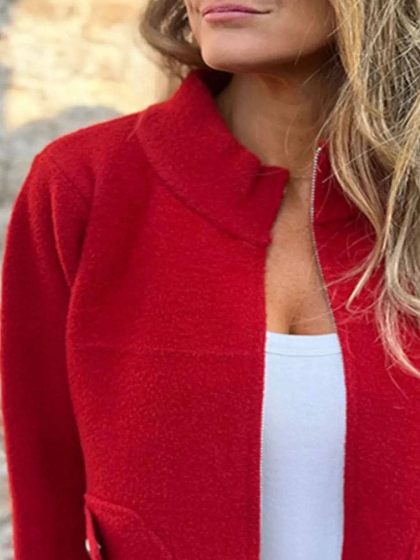 Full Size Zip - Up Long Sleeve Outerwear Plus Size - ShalayeFashion
