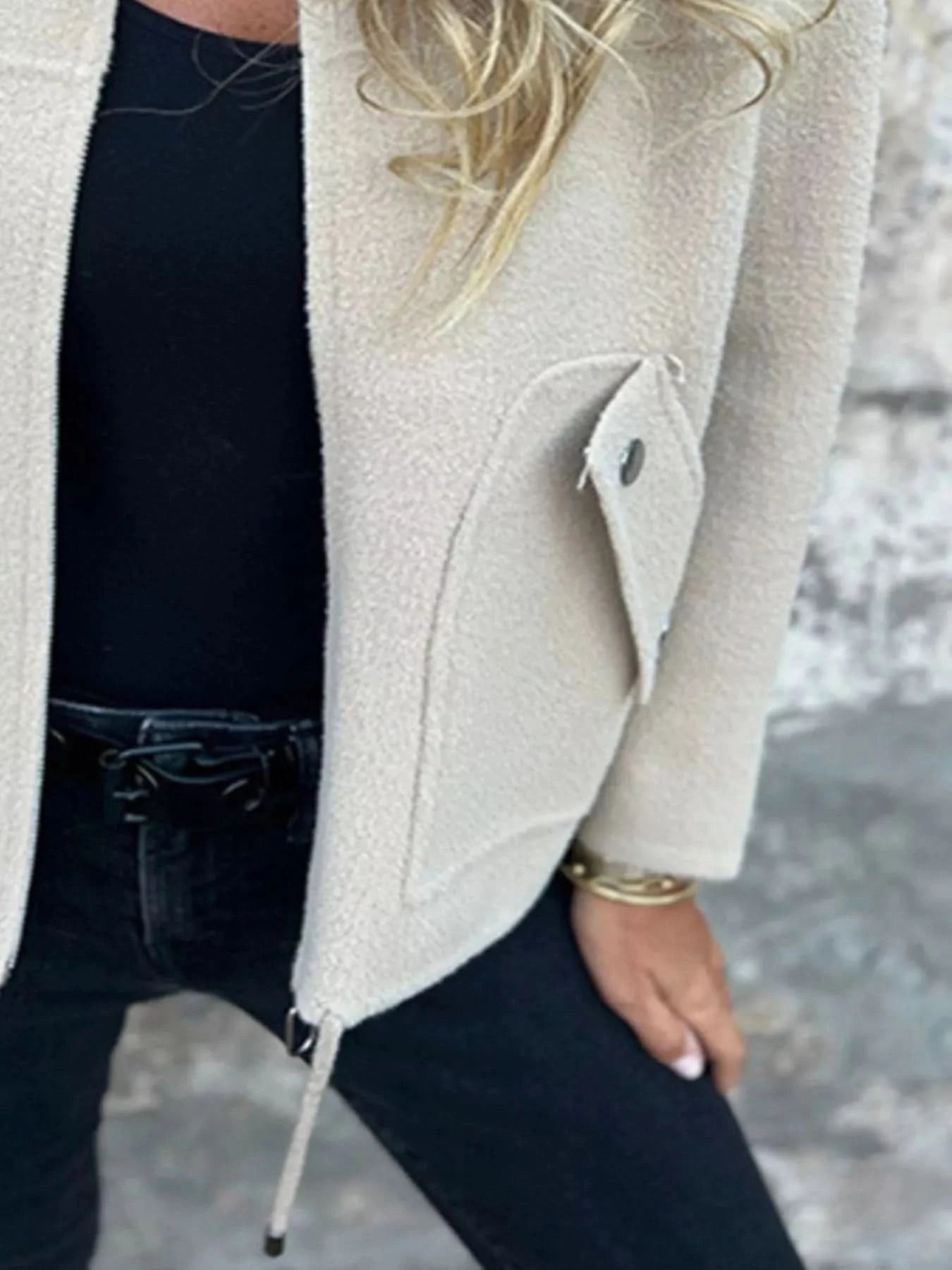 Full Size Zip - Up Long Sleeve Outerwear Plus Size - ShalayeFashion