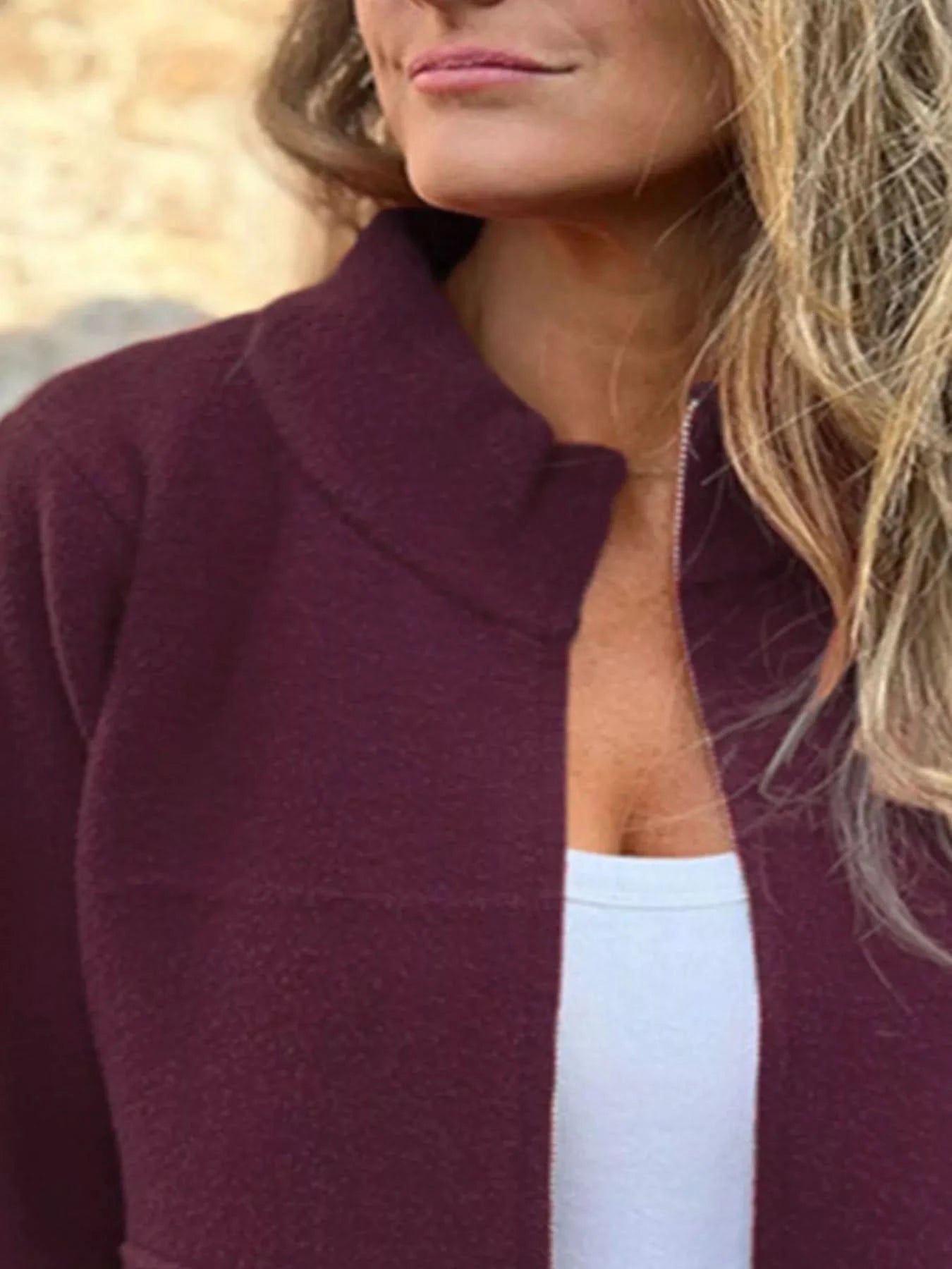 Full Size Zip - Up Long Sleeve Outerwear Plus Size - ShalayeFashion