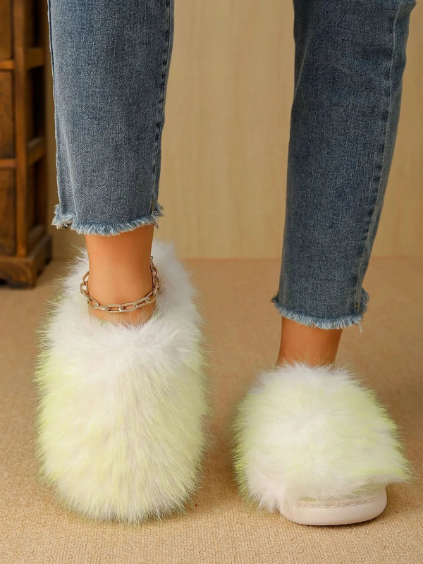 Fuzzy Round Toe Slippers - ShalayeFashion