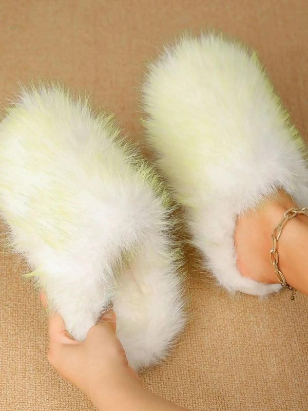 Fuzzy Round Toe Slippers - ShalayeFashion