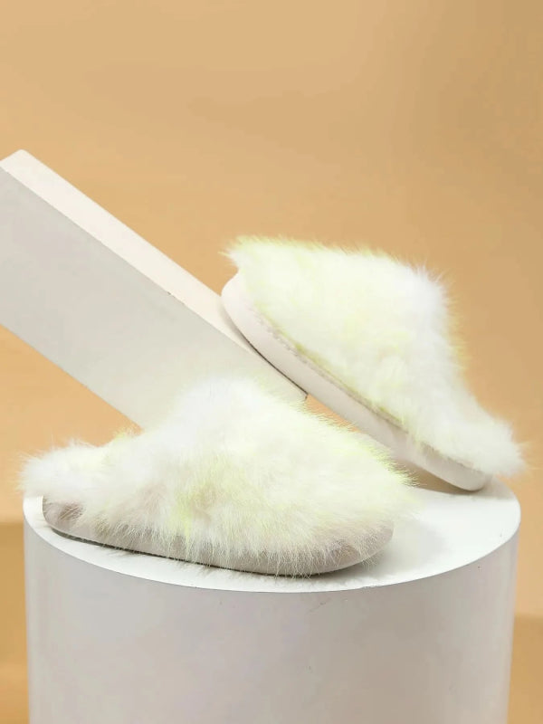 Fuzzy Round Toe Slippers - ShalayeFashion
