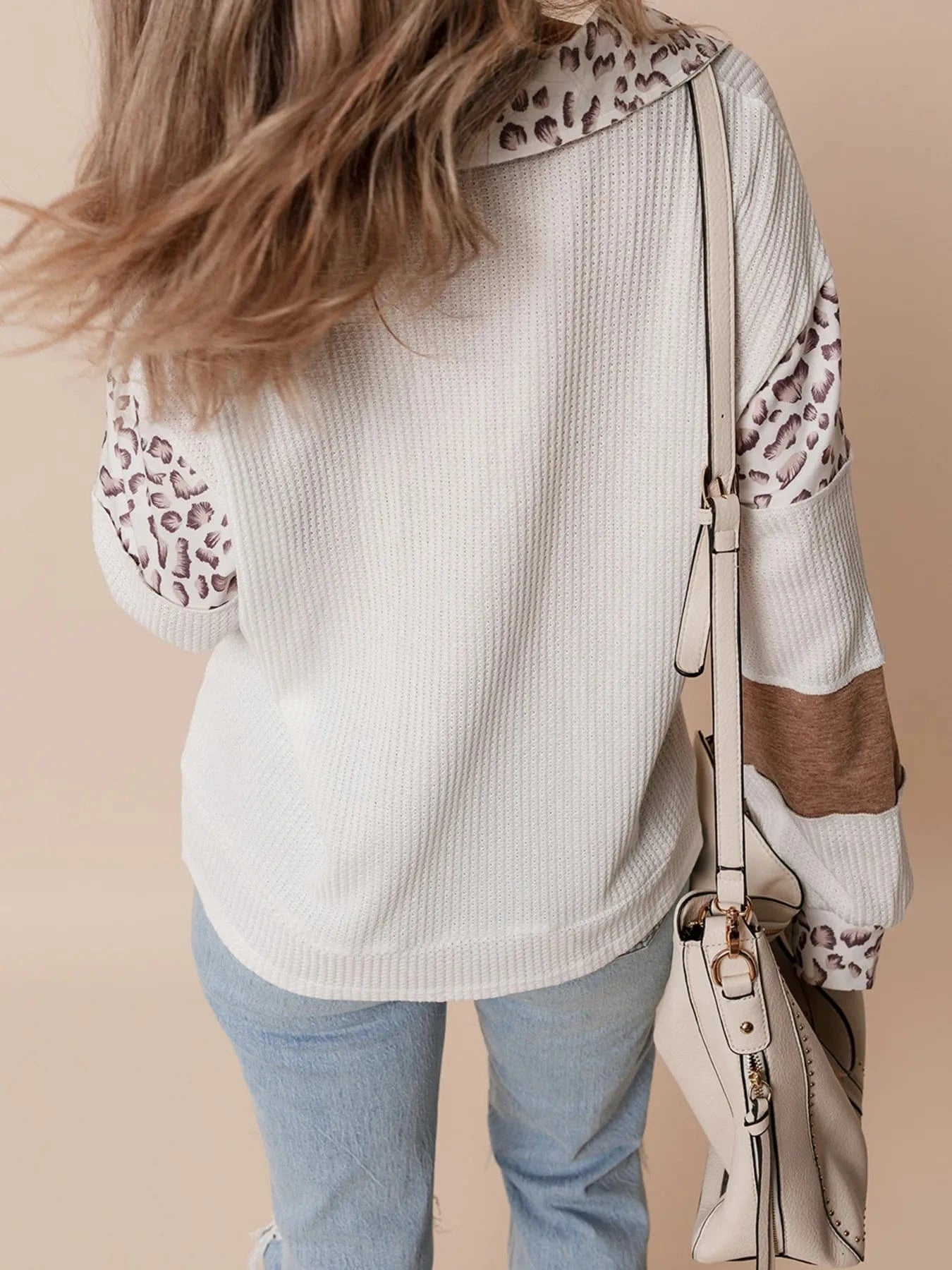 Game Day Bow Embroidered Leopard Color Block Patchwork Top - ShalayeFashion