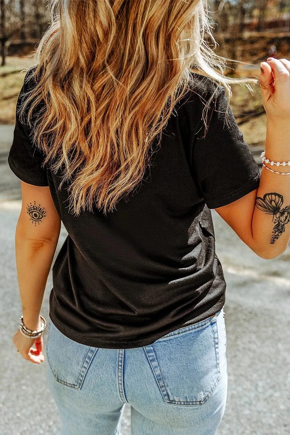 Game Day Football Heart Round Neck T-Shirt - ShalayeFashion