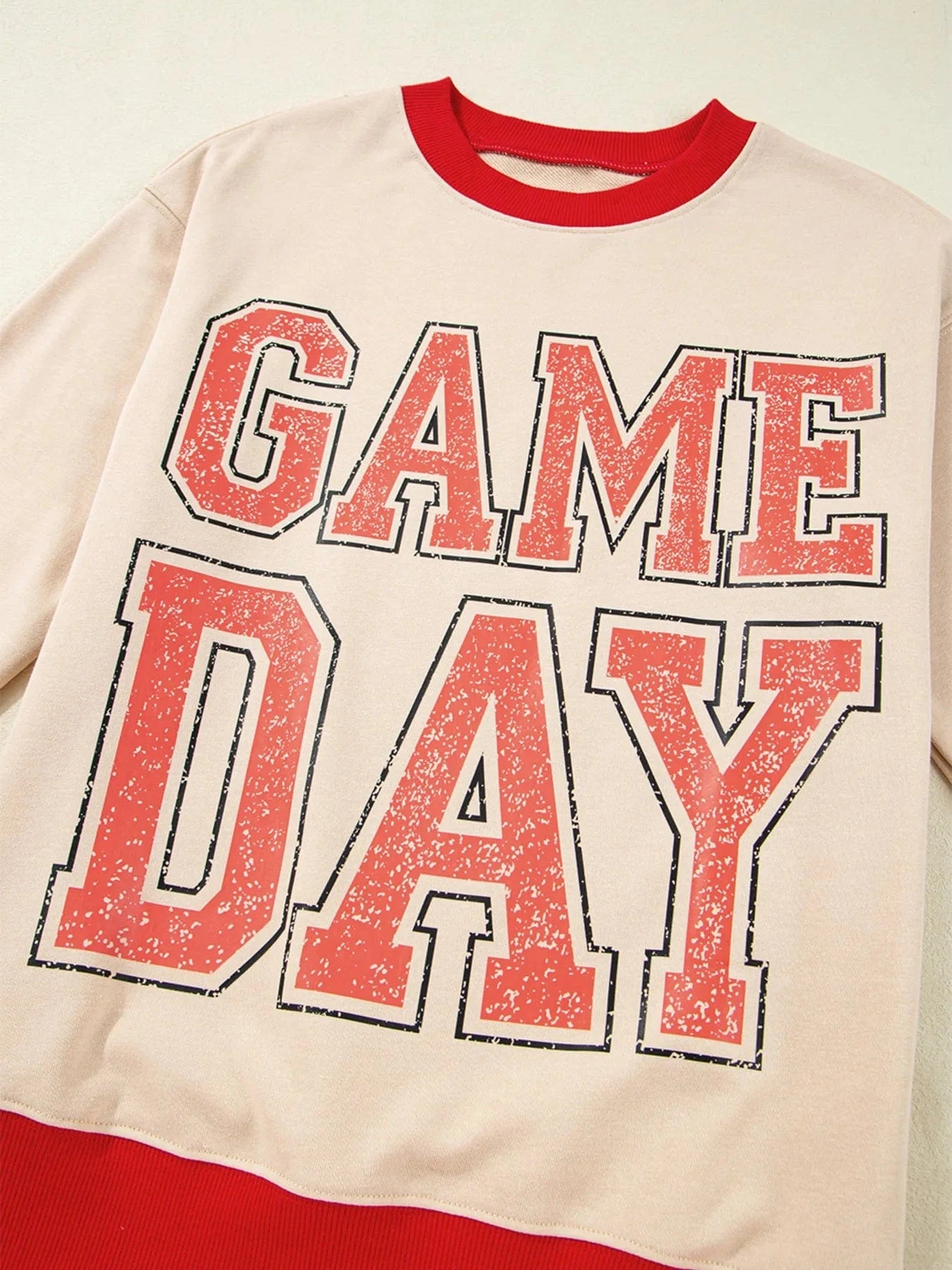 GAME DAY Letter Graphic Round Neck Sweatshirt - ShalayeFashion