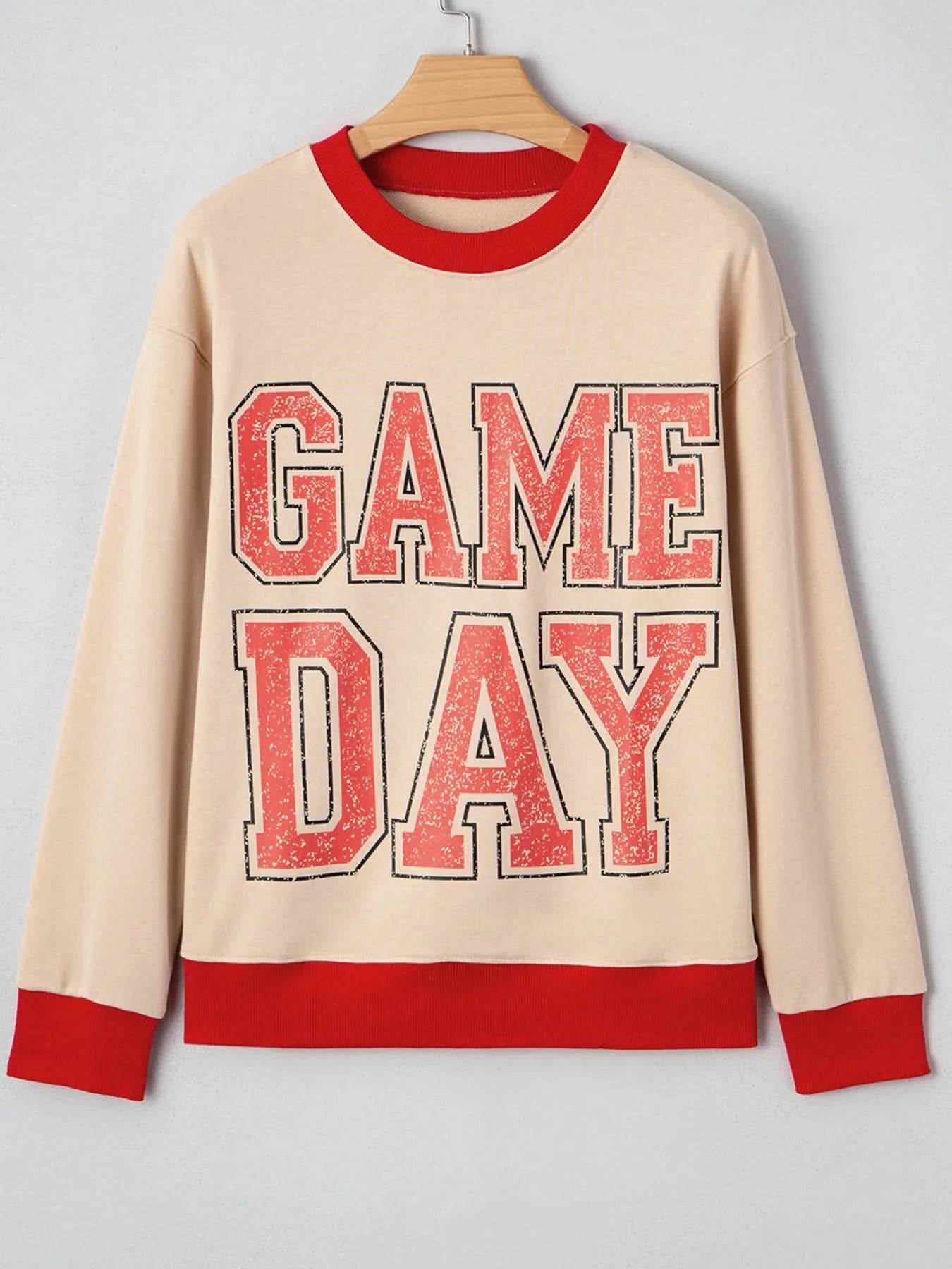 GAME DAY Letter Graphic Round Neck Sweatshirt - ShalayeFashion