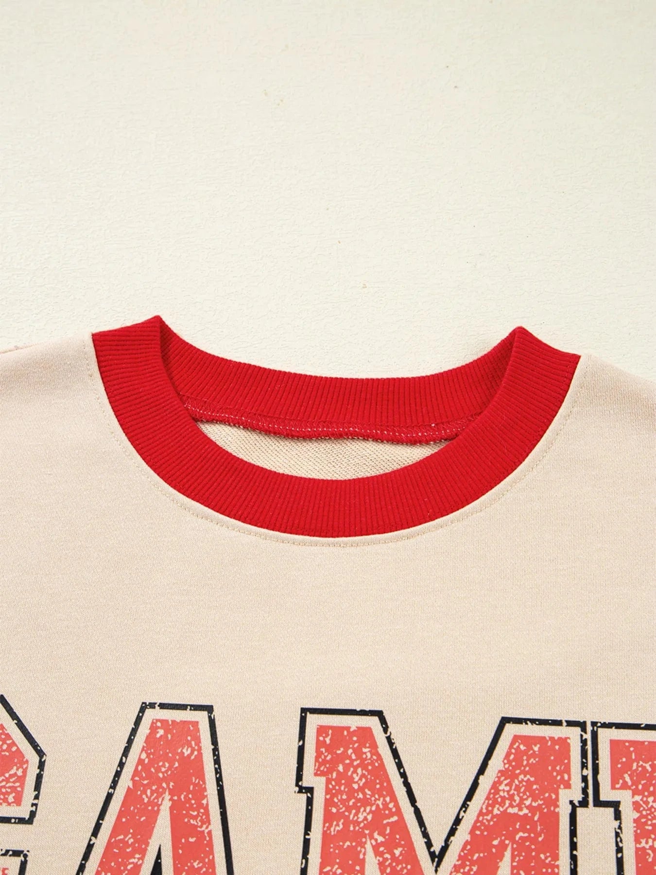 GAME DAY Letter Graphic Round Neck Sweatshirt - ShalayeFashion