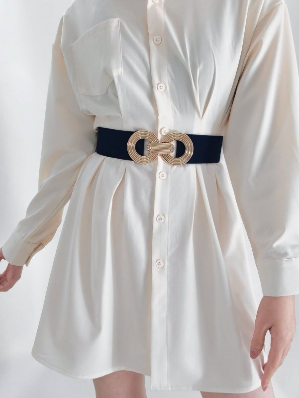 Geometric Buckle Elastic Wide Belt - ShalayeFashion