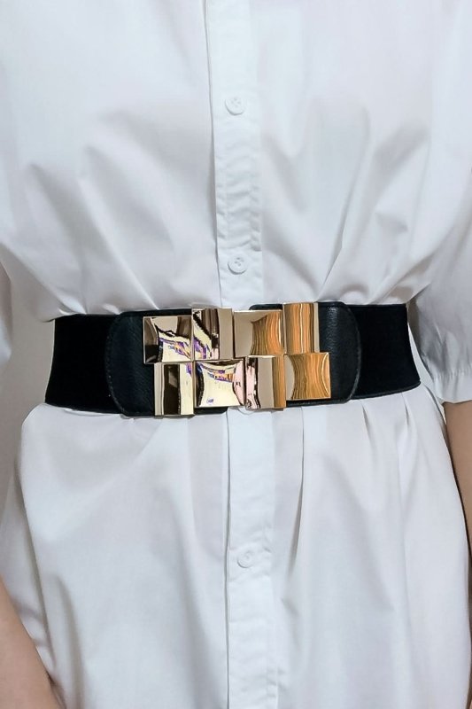 Geometric Buckle Elastic Wide Belt - ShalayeFashion