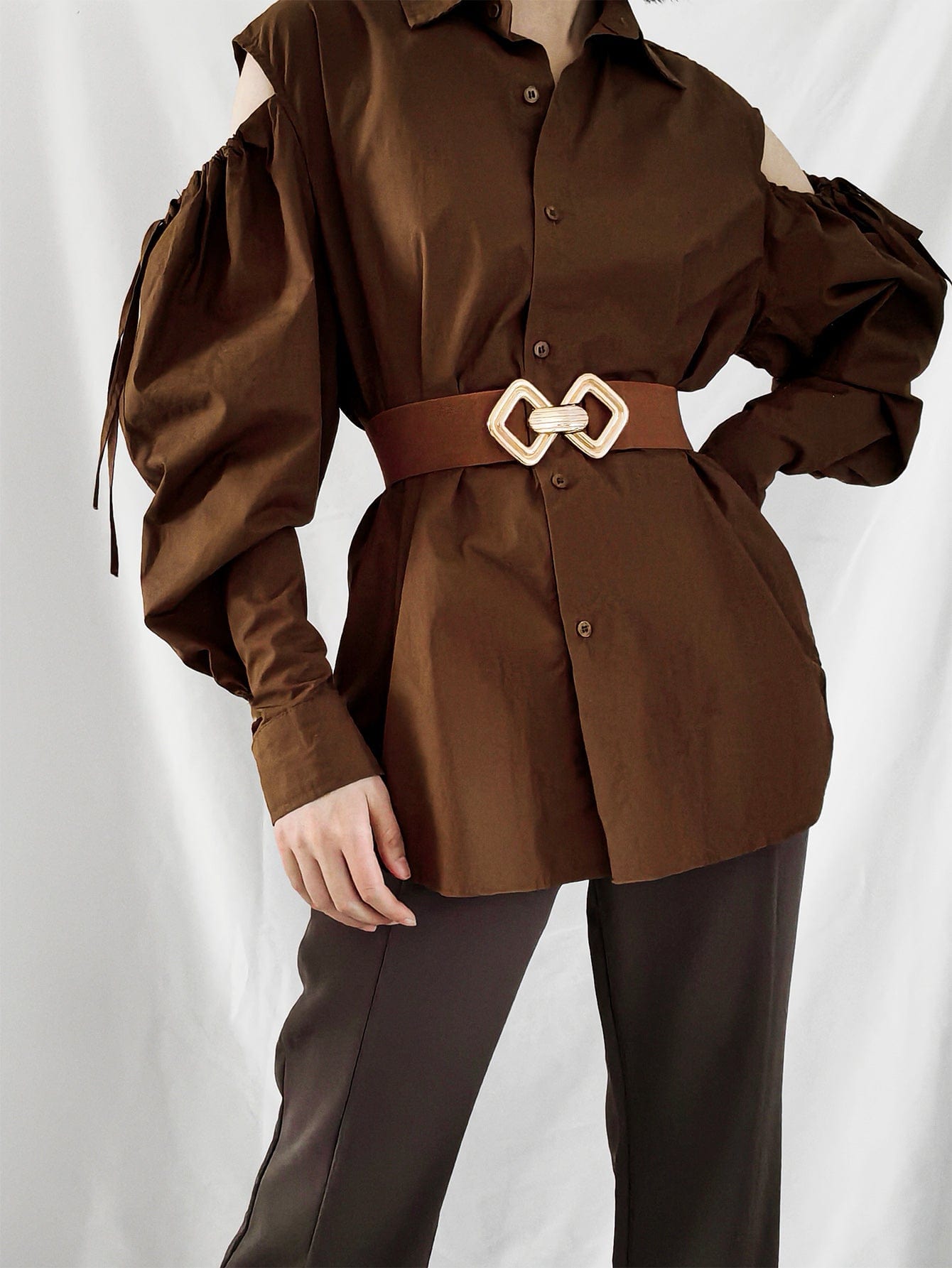 Geometric Buckle Elastic Wide Belt - ShalayeFashion