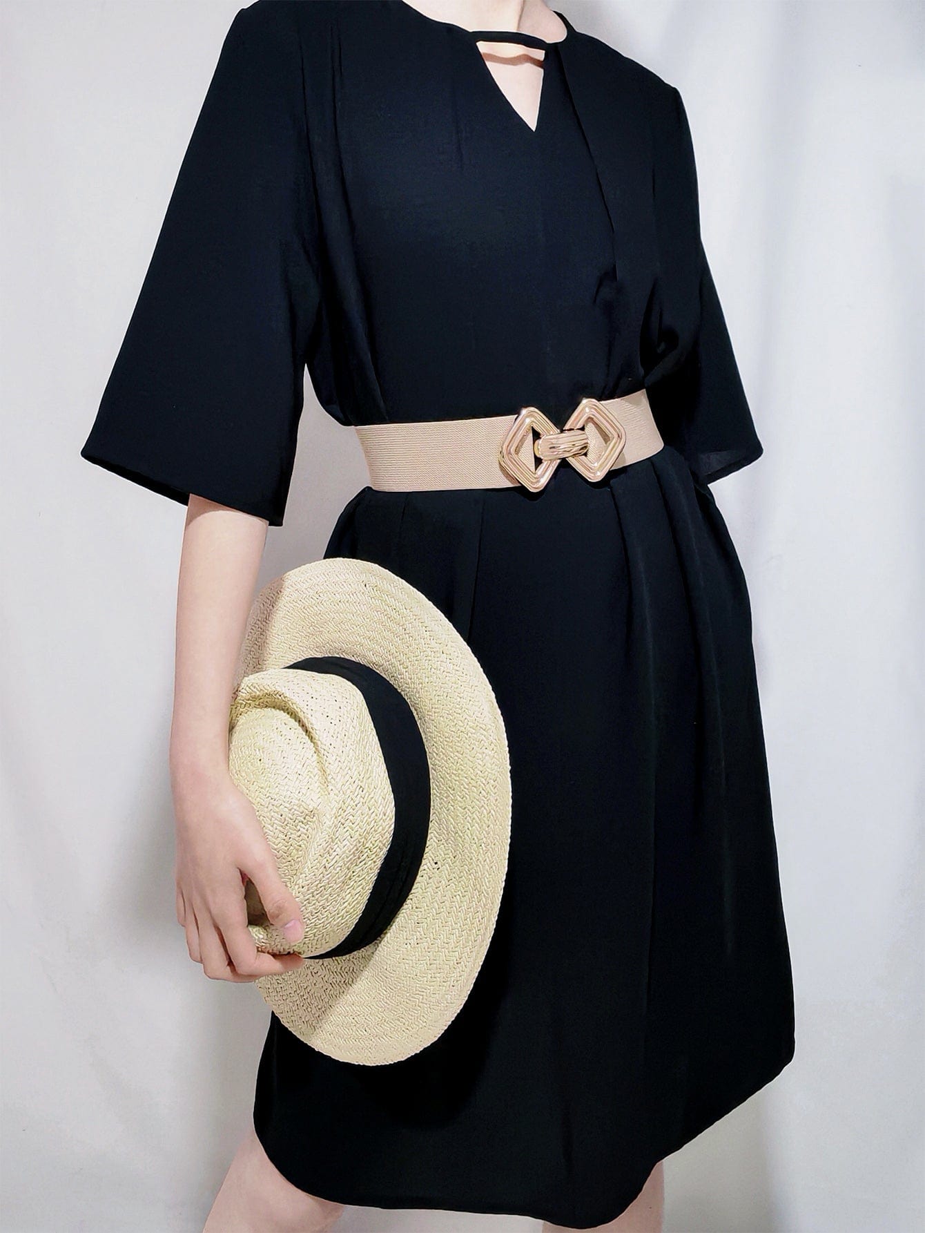 Geometric Buckle Elastic Wide Belt - ShalayeFashion