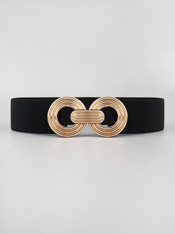 Geometric Buckle Elastic Wide Belt - ShalayeFashion