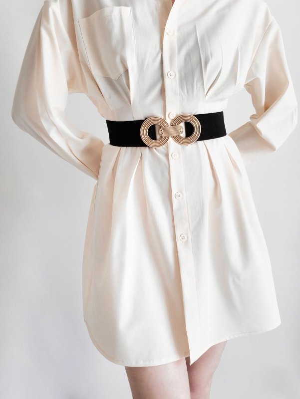 Geometric Buckle Elastic Wide Belt - ShalayeFashion