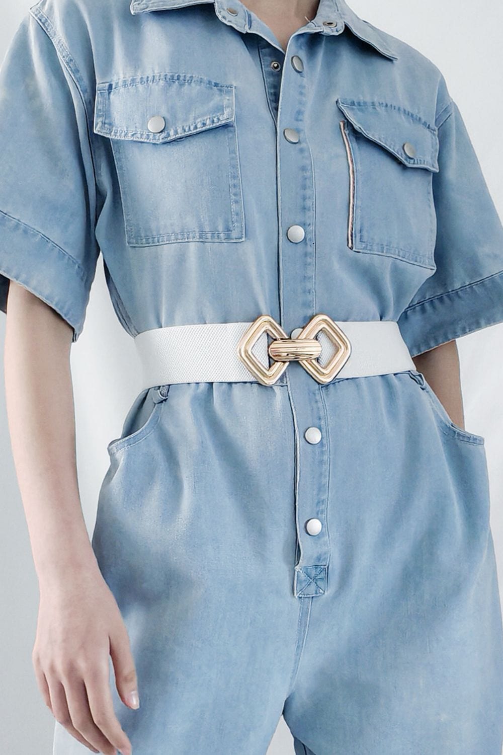 Geometric Buckle Elastic Wide Belt - ShalayeFashion