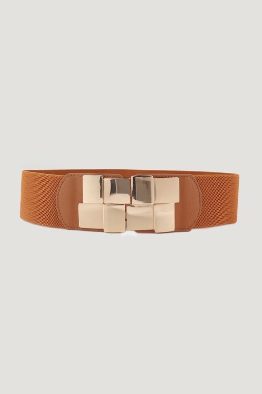 Geometric Buckle Elastic Wide Belt - ShalayeFashion