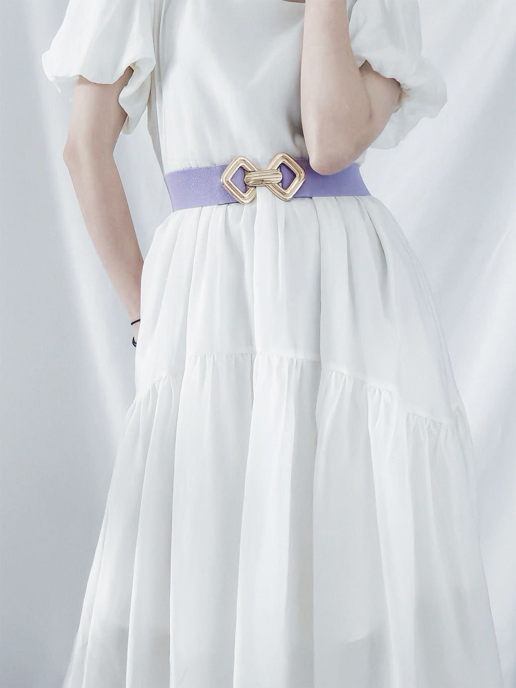 Geometric Buckle Elastic Wide Belt - ShalayeFashion