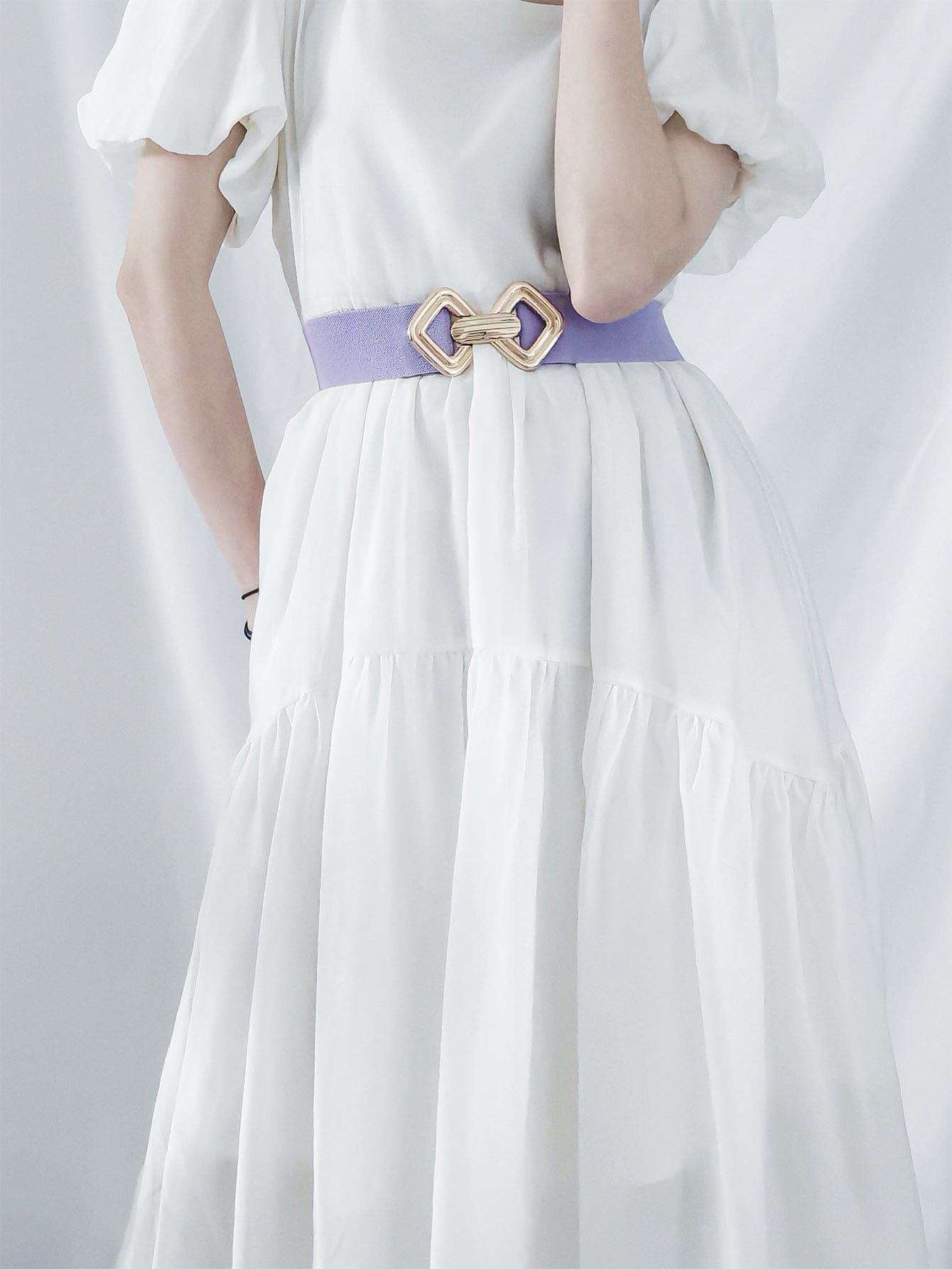 Geometric Buckle Elastic Wide Belt - ShalayeFashion