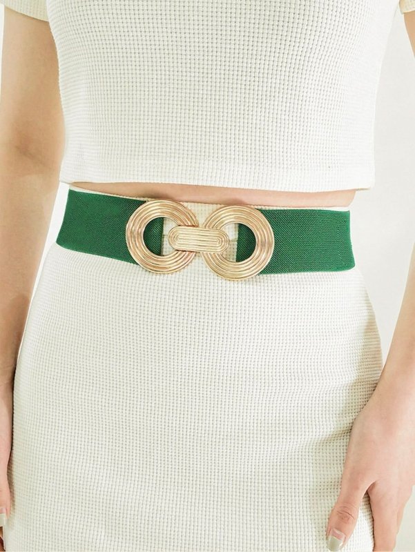 Geometric Buckle Elastic Wide Belt - ShalayeFashion
