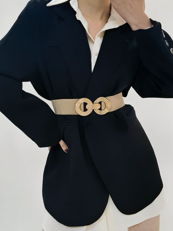 Geometric Buckle Elastic Wide Belt - ShalayeFashion
