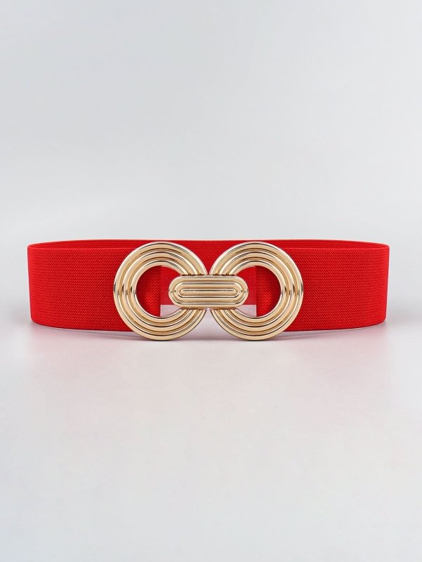 Geometric Buckle Elastic Wide Belt - ShalayeFashion