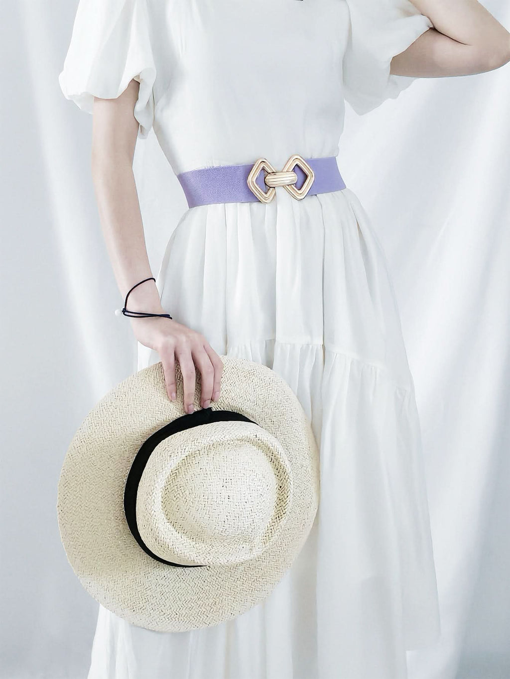 Geometric Buckle Elastic Wide Belt - ShalayeFashion