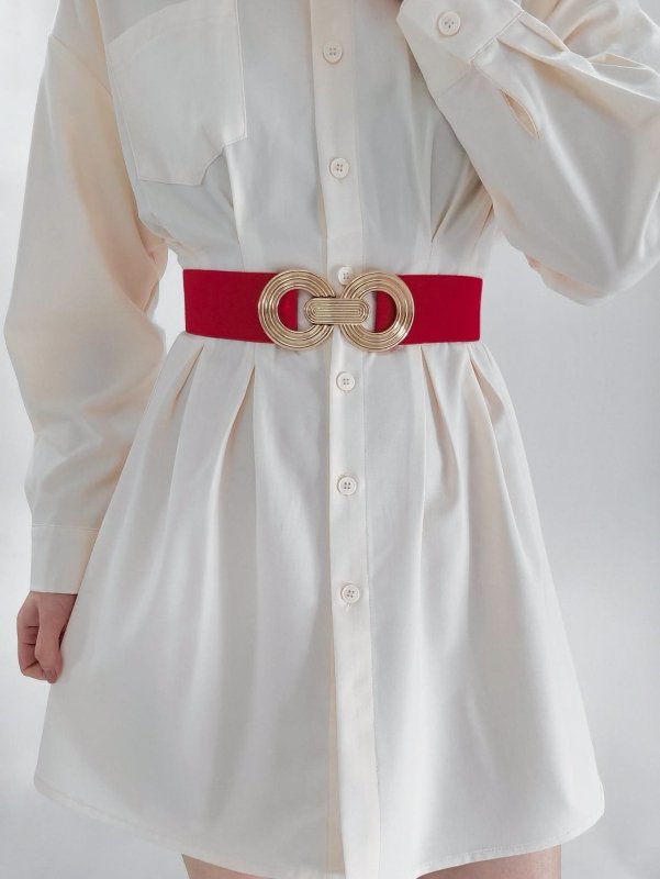Geometric Buckle Elastic Wide Belt - ShalayeFashion