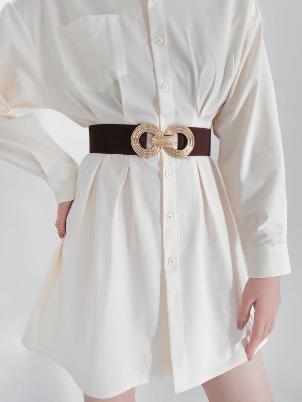 Geometric Buckle Elastic Wide Belt - ShalayeFashion