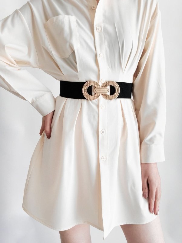 Geometric Buckle Elastic Wide Belt - ShalayeFashion