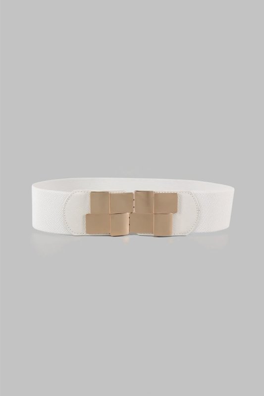 Geometric Buckle Elastic Wide Belt - ShalayeFashion