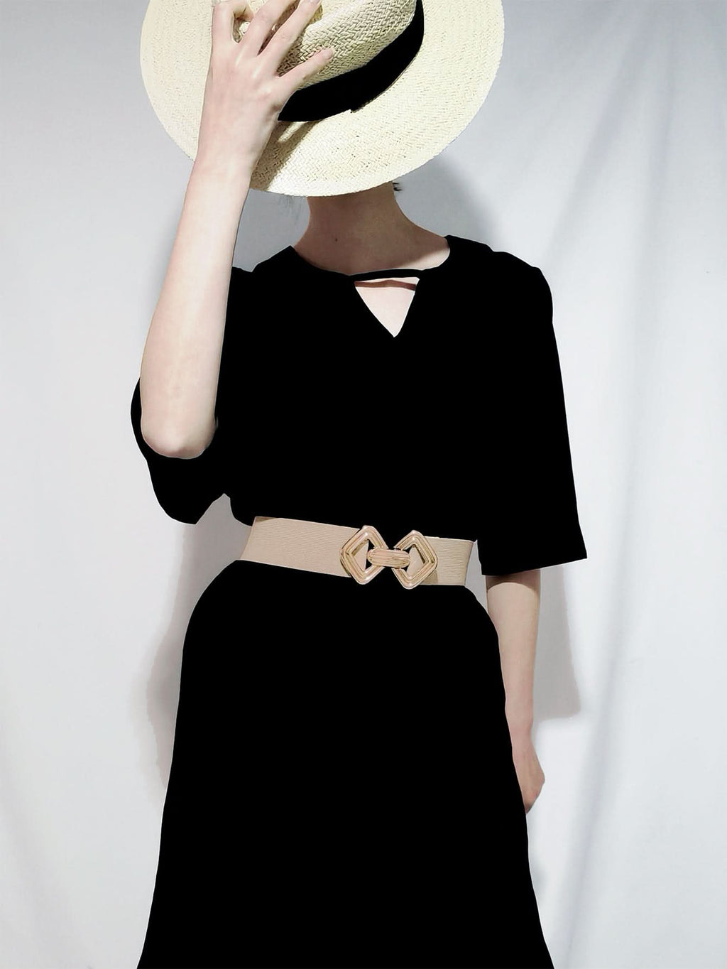 Geometric Buckle Elastic Wide Belt - ShalayeFashion
