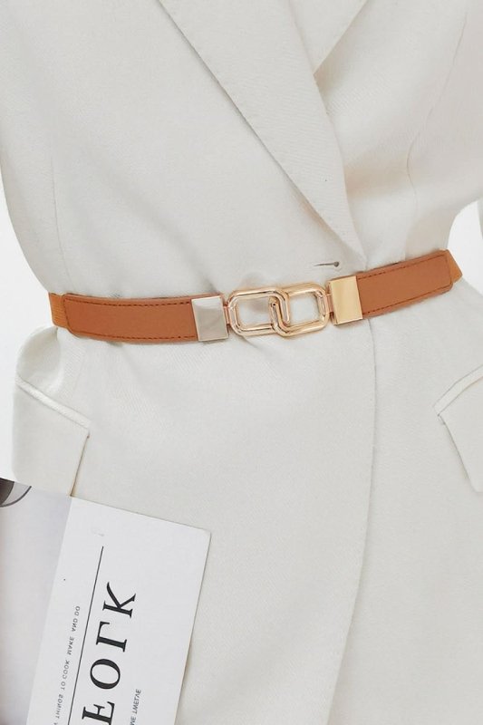 Geometric Double Buckle Elastic Belt - ShalayeFashion