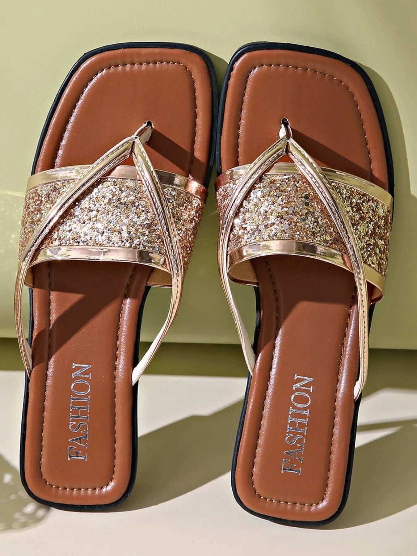 Glitter Cross - Strap Sandals - ShalayeFashion