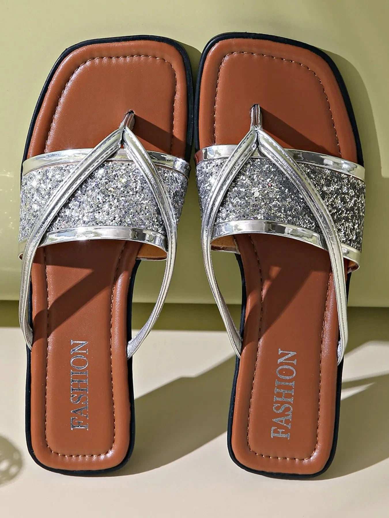 Glitter Cross - Strap Sandals - ShalayeFashion