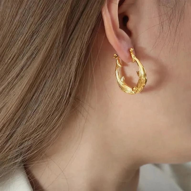 Gold Dolphin Jewelry Set with Necklace and Earrings - ShalayeFashion