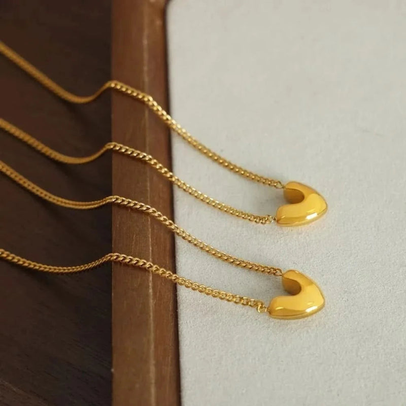 Gold - Plated Heart Pendant Necklace - ShalayeFashion
