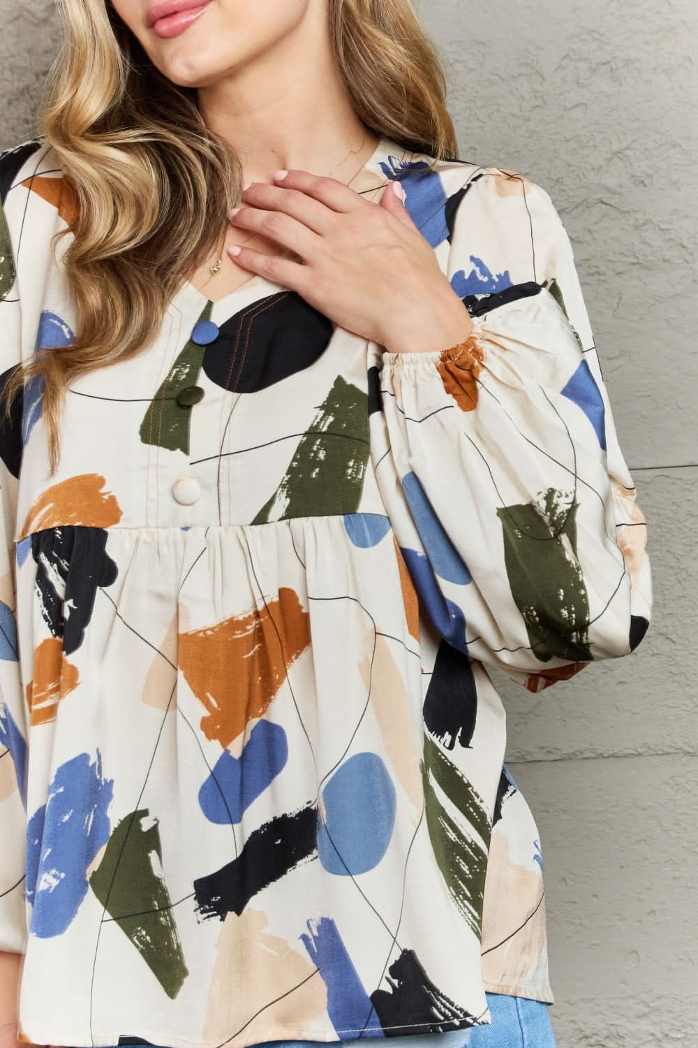Hailey & Co Wishful Thinking Multi Colored Printed Blouse - ShalayeFashion